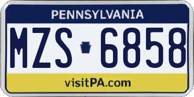 PA license plate MZS6858