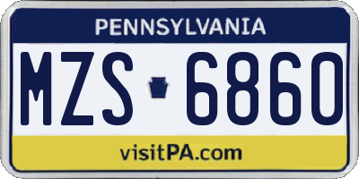 PA license plate MZS6860