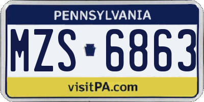 PA license plate MZS6863