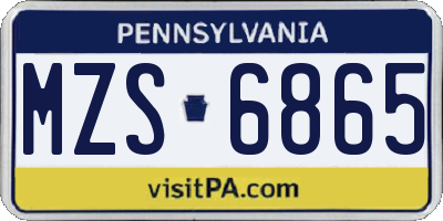 PA license plate MZS6865