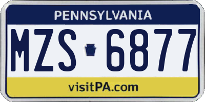 PA license plate MZS6877