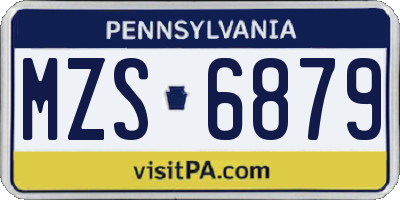 PA license plate MZS6879