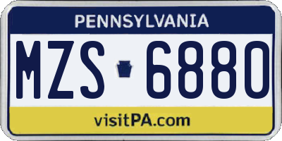 PA license plate MZS6880