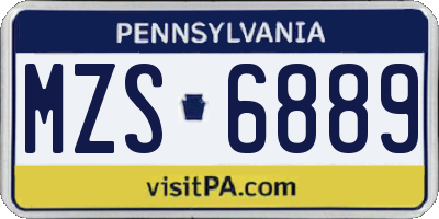PA license plate MZS6889