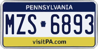 PA license plate MZS6893
