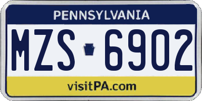 PA license plate MZS6902