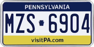 PA license plate MZS6904