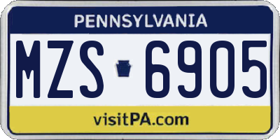 PA license plate MZS6905