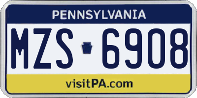 PA license plate MZS6908