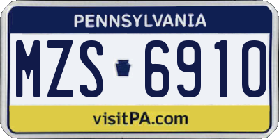 PA license plate MZS6910