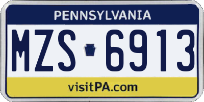 PA license plate MZS6913