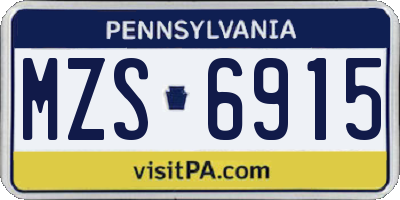 PA license plate MZS6915