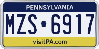 PA license plate MZS6917