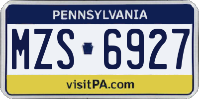 PA license plate MZS6927