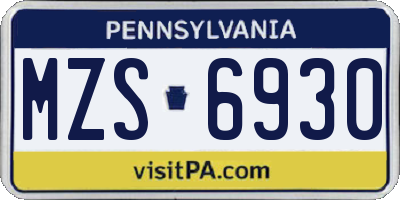 PA license plate MZS6930