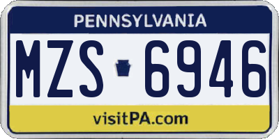 PA license plate MZS6946