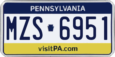 PA license plate MZS6951