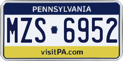 PA license plate MZS6952