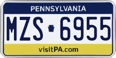 PA license plate MZS6955
