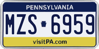 PA license plate MZS6959