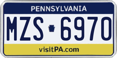 PA license plate MZS6970