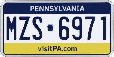 PA license plate MZS6971