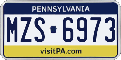 PA license plate MZS6973