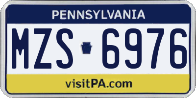 PA license plate MZS6976