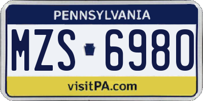 PA license plate MZS6980