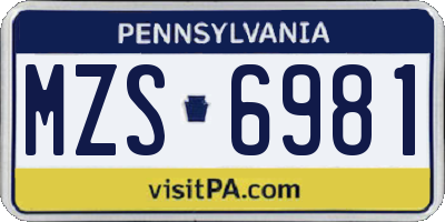 PA license plate MZS6981
