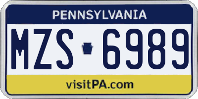 PA license plate MZS6989