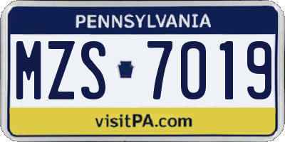 PA license plate MZS7019