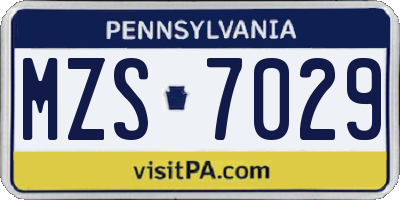 PA license plate MZS7029