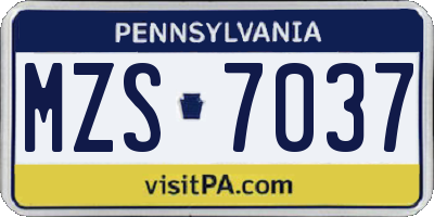 PA license plate MZS7037