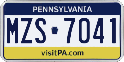 PA license plate MZS7041