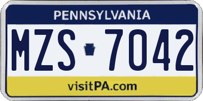 PA license plate MZS7042