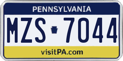 PA license plate MZS7044