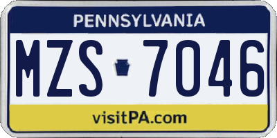 PA license plate MZS7046