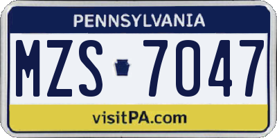 PA license plate MZS7047