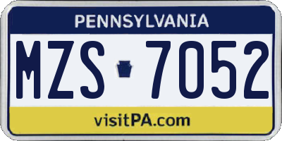 PA license plate MZS7052