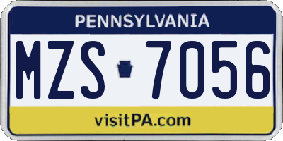 PA license plate MZS7056