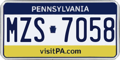 PA license plate MZS7058