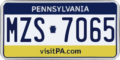 PA license plate MZS7065