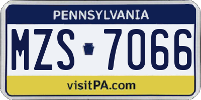 PA license plate MZS7066