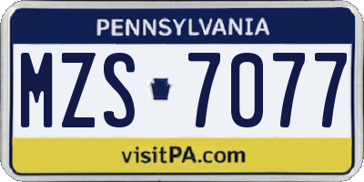 PA license plate MZS7077