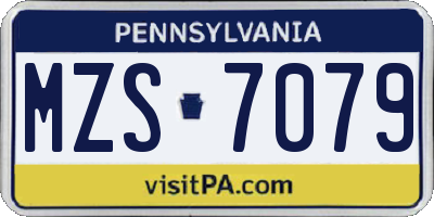 PA license plate MZS7079