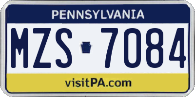 PA license plate MZS7084