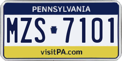 PA license plate MZS7101