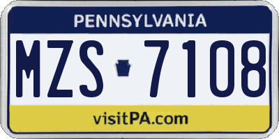 PA license plate MZS7108