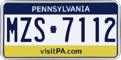 PA license plate MZS7112